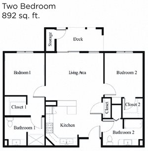Two bedroom Two bathroom Floor Plan at Cogir of Vancouver, Vancouver, 98682